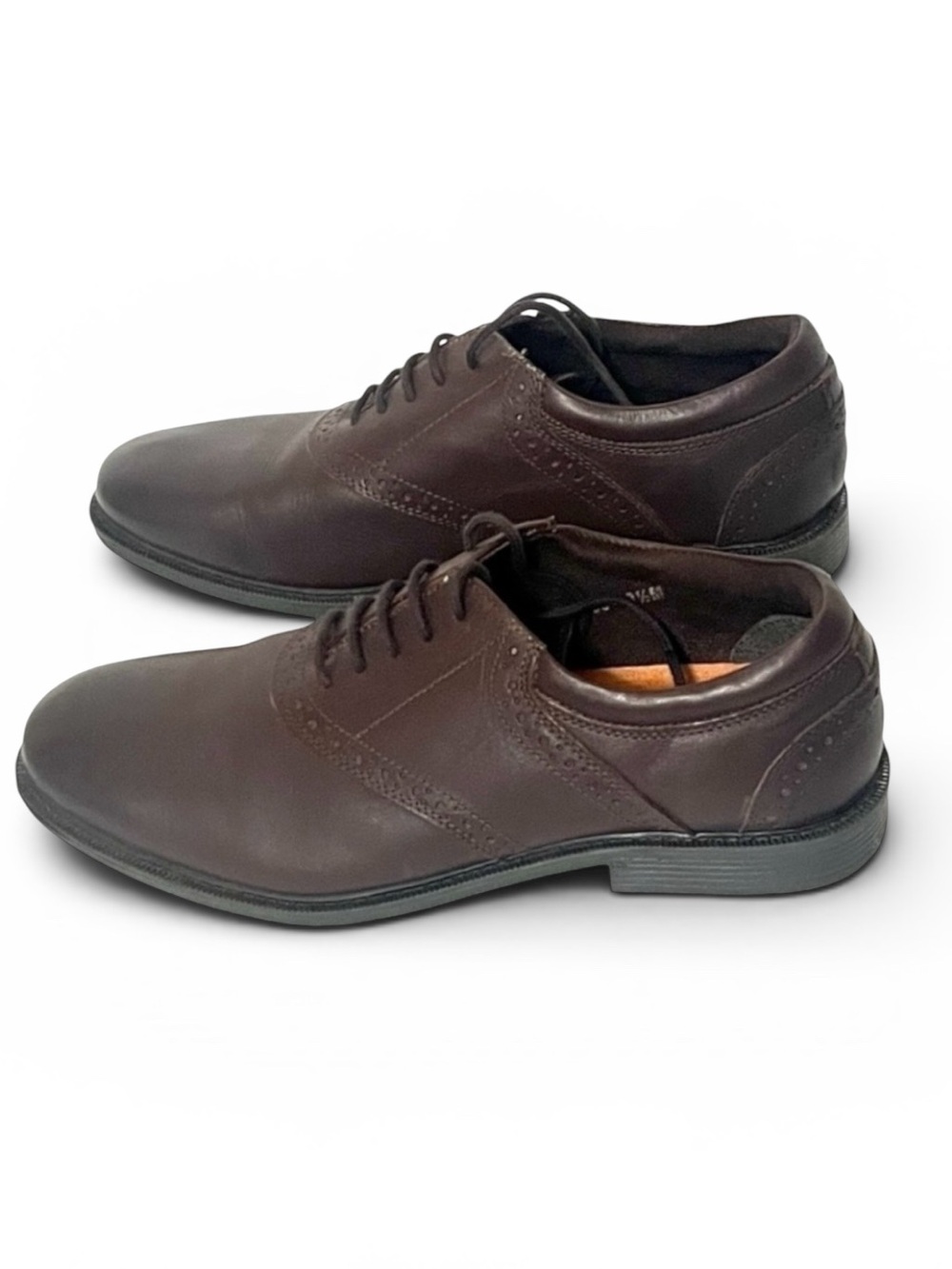 Men's Nunn Bush Dual Comfort Memory Foam Brown Leather Oxfords Size 10.5